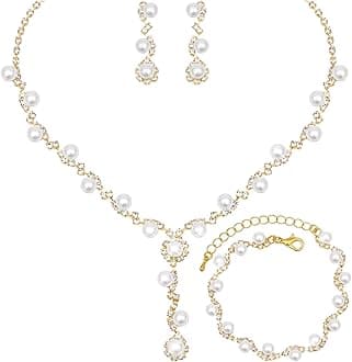 Elegant Bride Bridesmaid Jewelry Sets for Wedding Prom Bridal Necklace Earrings Bracelet Set Women Formal Dress Accessories