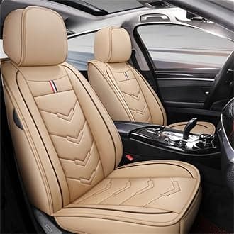 IBCEL Car Seat Covers 5 Seat Leather Fits for BMW X2 2005-2009 Vehicle Seat Cover Full Set Cushion Front Rear Seat Protectors (Beige)
