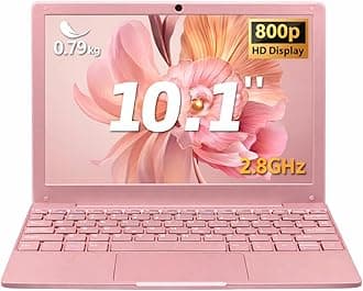 10.1 Mini Portable Laptop Celeron N4020 CPU RAM 8GB DDR4 Lightweight Computer Notebook PC for Kids Student Camera Full Size Keyboard,Mini HDMI,2X USB3.0 (Rose Gold, 8G+512G SSD)