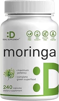 Moringa Capsules 240 Capsules – 4 Month Supply – Maximum Potency Pure Moringa Leaf Extract – Complete Green Superfood Supplement for Energy, Skin & Immune Health Support*