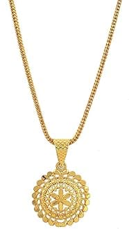 1gm 22Ct Gold Plated chain with Pendant | latest & Stylish Celebrity Inspired Chain/Necklace/Jewellery Set/Fashion jewellery for Men, Women Boys Girls