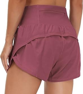 THE GYM PEOPLE Womens High Waisted Running Shorts Quick Dry Athletic Workout Shorts with Mesh Liner Zipper Pockets