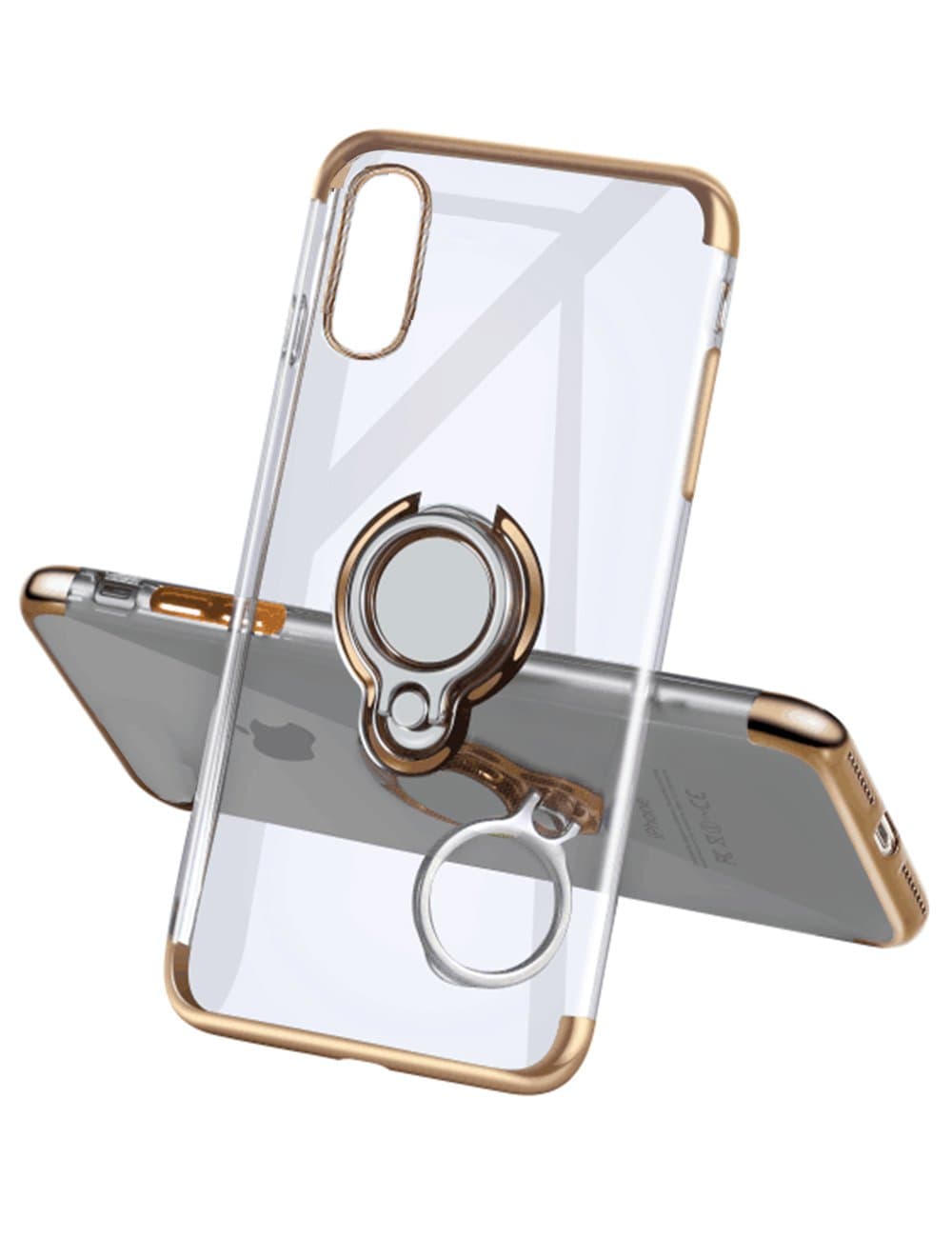 Yoopake iPhone XS Max Case Clear Slim Fit Ultra Thin Cover with Grip Ring Holder Stand (360ยฐ Rotatable) and Magnetic back for Car Mount, Protective Phone Case for iPhone XS Max (Newly Released) - Gold
