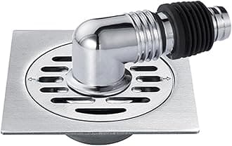 Square One-Way Shower Drain Cover with Pipe Connector, Fast Drainage Plug Insert (Silver)