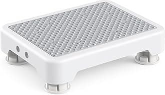 SOYO Mobility One Step Stool, Heavy Duty Indoor Outdoor Non-Slip Small Step Platform Assistive Device for Adult Elderly, Standing Support and Step Riser for Car, Bed, Door, Stair, Bathroom, White-Gray