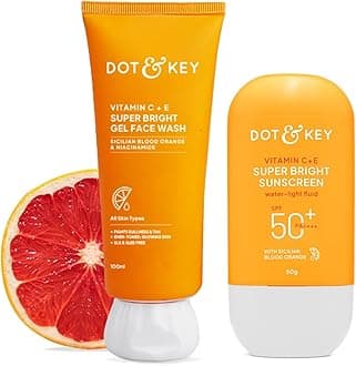 Dot & Key Vitamin C+E Super Bright Sunscreen Spf 50 Pa+++ - 50g & Dot & Key Vitamin C + E Super Bright Gel Face Wash | For Normal Skin | Skin Care Combo | For Women & Men