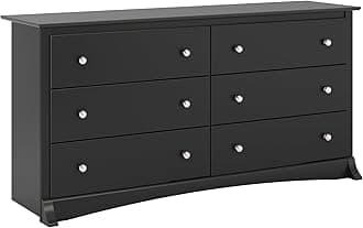 Prepac Sonoma 6-Drawer Double Dresser for Bedroom, Wide Chest of Drawers, Traditional Bedroom Furniture, 59"W x 17.5"D x 29"H, Black