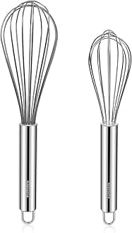 NileHome Whisk, Stainless Steel Wisk Set 8" 10" Kitchen Whisk Wisking Tool Kitchen Wisk Wire Whisks for Cooking, Whisking, Blending, Beating, Stirring-…