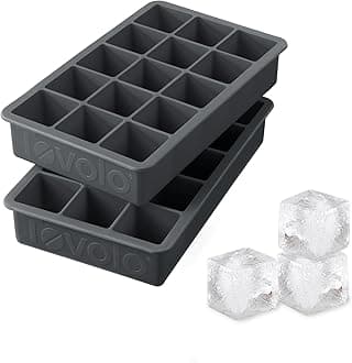 Tovolo Silicone Ice Cube Tray Charcoal Gray Pack of 2 BPA Free Ice Tray Mold for Coffee Drinks Cocktails, Dishwasher Safe Easy Release Perfect 1 Inch Cube Ice Tray for Whiskey Bourbon Spirits