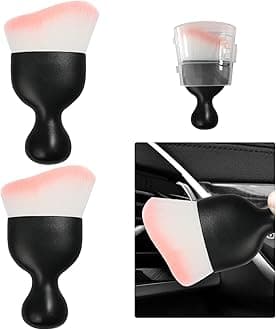 Ziciner 2 PCS Car Detailing Brush, Curved Soft Bristles Auto Removal Dust Collectors, Universal Vehicle Dashboard, Air Conditioner Vents etc Interior Cleaning Tool Accessory (White/Pink