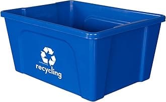Low-Profile 3 Gallon Deskside Recycling Bin Container, Perfect for Office Paper and Home Recycling, Eco-Friendly BPA-Free, in Blue, 4-Pack