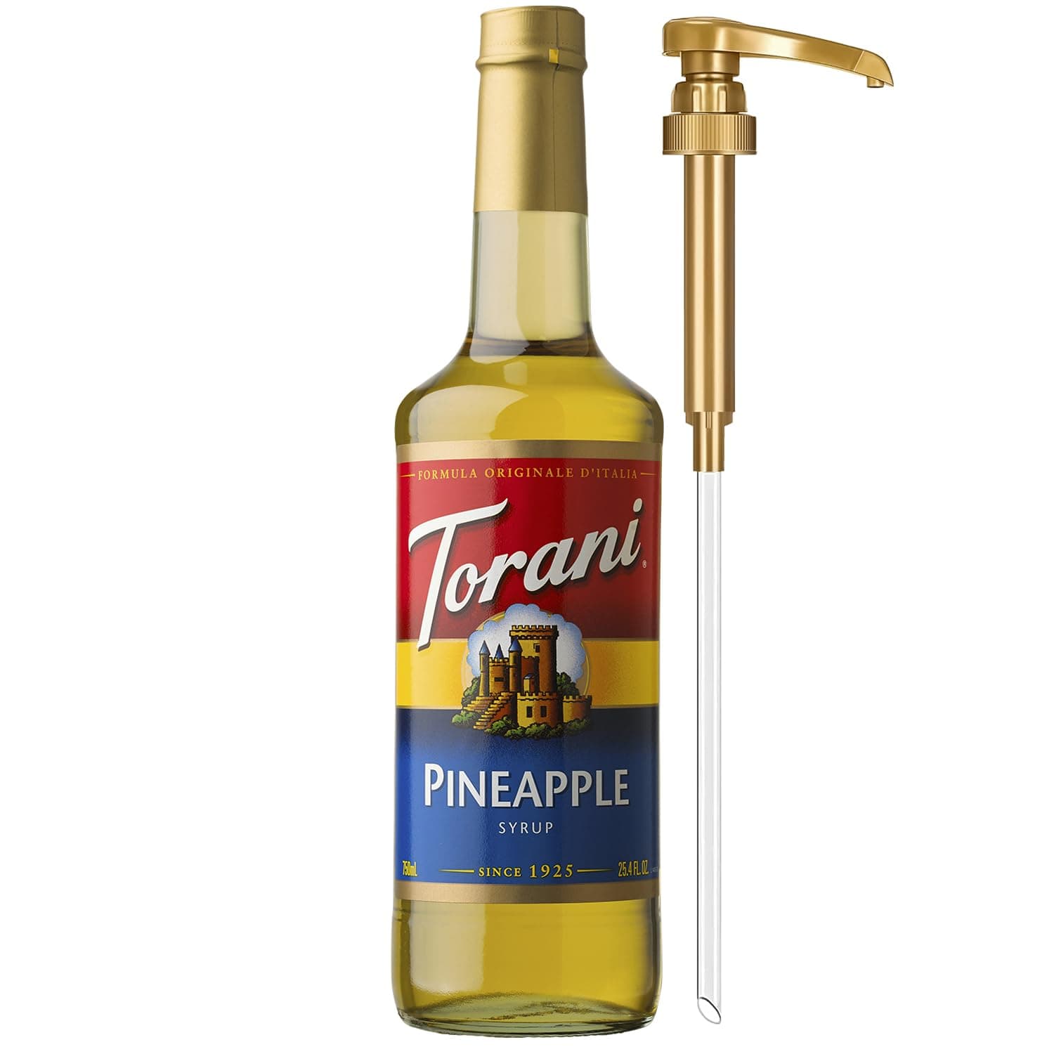 Pineapple Syrup for Drinks, Flavoring for Iced Tea, Lemonade, Sodas, and Cocktails, Pump Included, 25.4 Fl Oz