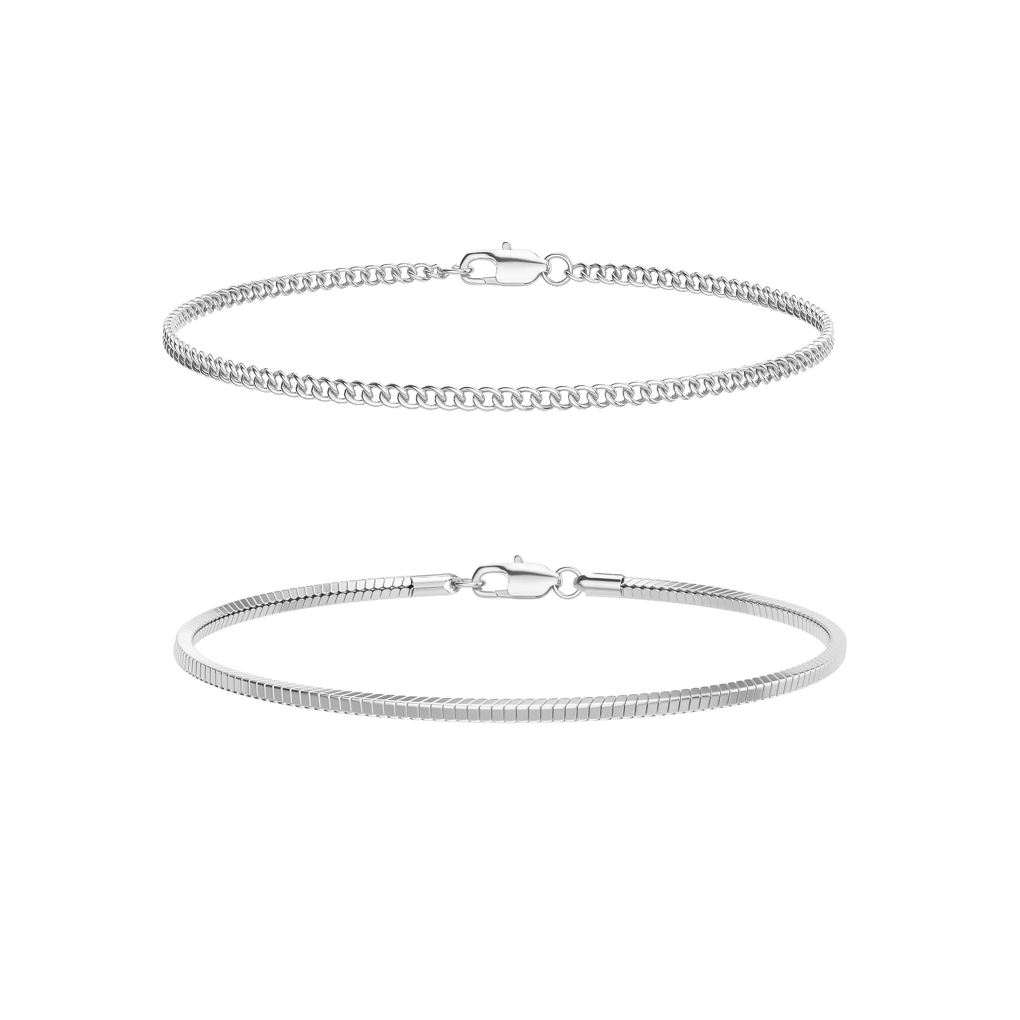 Moodear Trendy Mens Bracelet - Thin Stackable 925 Sterling Silver Cuban Link Snake Chain Mens Bracelets Set Jewelry