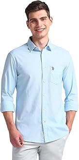U.S. POLO ASSN.Men's Solid Cotton Dobby Tailored Fit Shirt