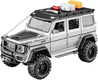 1:24 Diecast Mercedes-Benz Brabus-4X4 Modified Metal Pull Back Car with 6 Openable Doors & Sound Light Auto Toy car Best Gift Toys for Kids Boys (Silver)