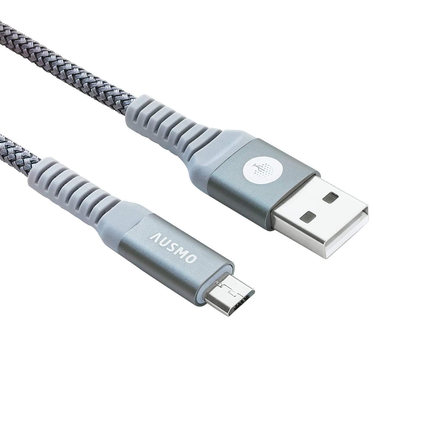 Ausmo Fast Charging Micro USB Rugged Braided Cable for All Smartphones, Android Tablets and more (Stone Grey