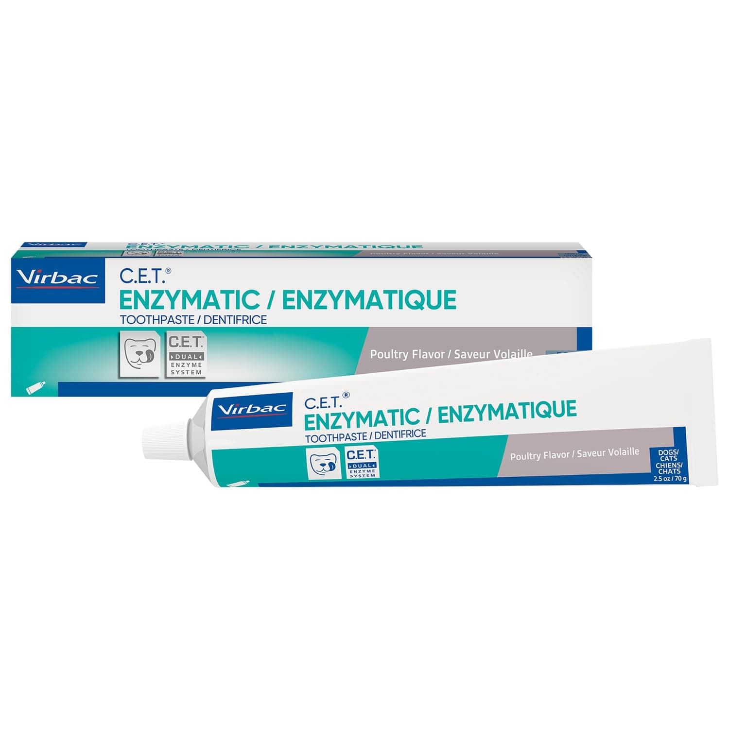 CET Enzymatic Toothpaste | Control Oral Bacteria, Reduce Plaque & Bad Breath | Dental Care Toothpaste for Cats & Dogs | Poultry Flavour, 70g Tube