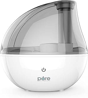Pure Enrichment MistAire Silver Ultrasonic Cool Mist Humidifier for Bedroom, Office, Nursery & Indoor Plants - Lasts Up to 25 Hours, Whisper-Quiet Operation, Optional Night Light, & Auto Shut-Off