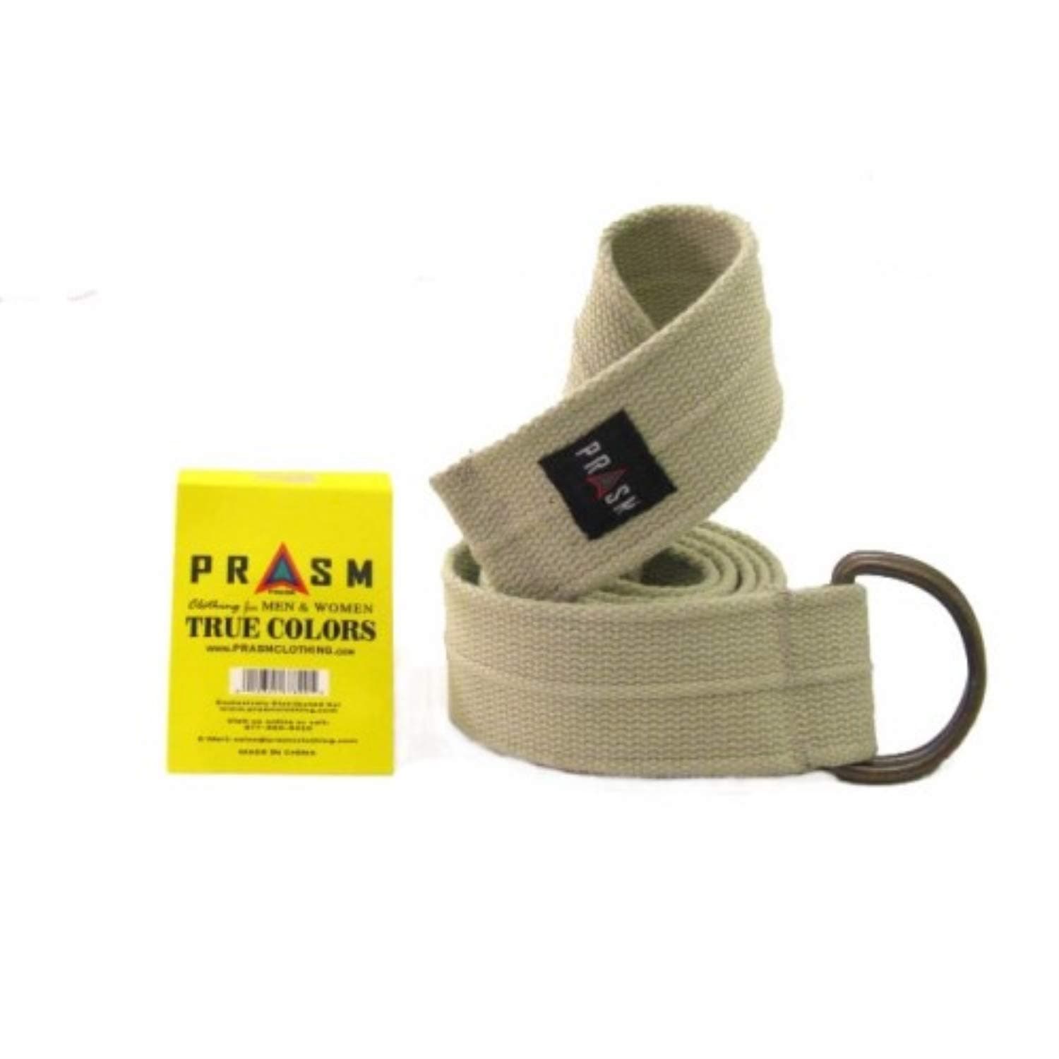 PRASM ClothingPrasm Mens Womens D-ring Canvas Solid Color Web Belt (Khaki, A: 45" Length)