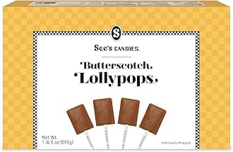 See’s Candies Butterscotch Lollypops – Premium Butterscotch Flavor Lollipops, Long-Lasting Gourmet Candy Gift, 30 Count, 21 oz