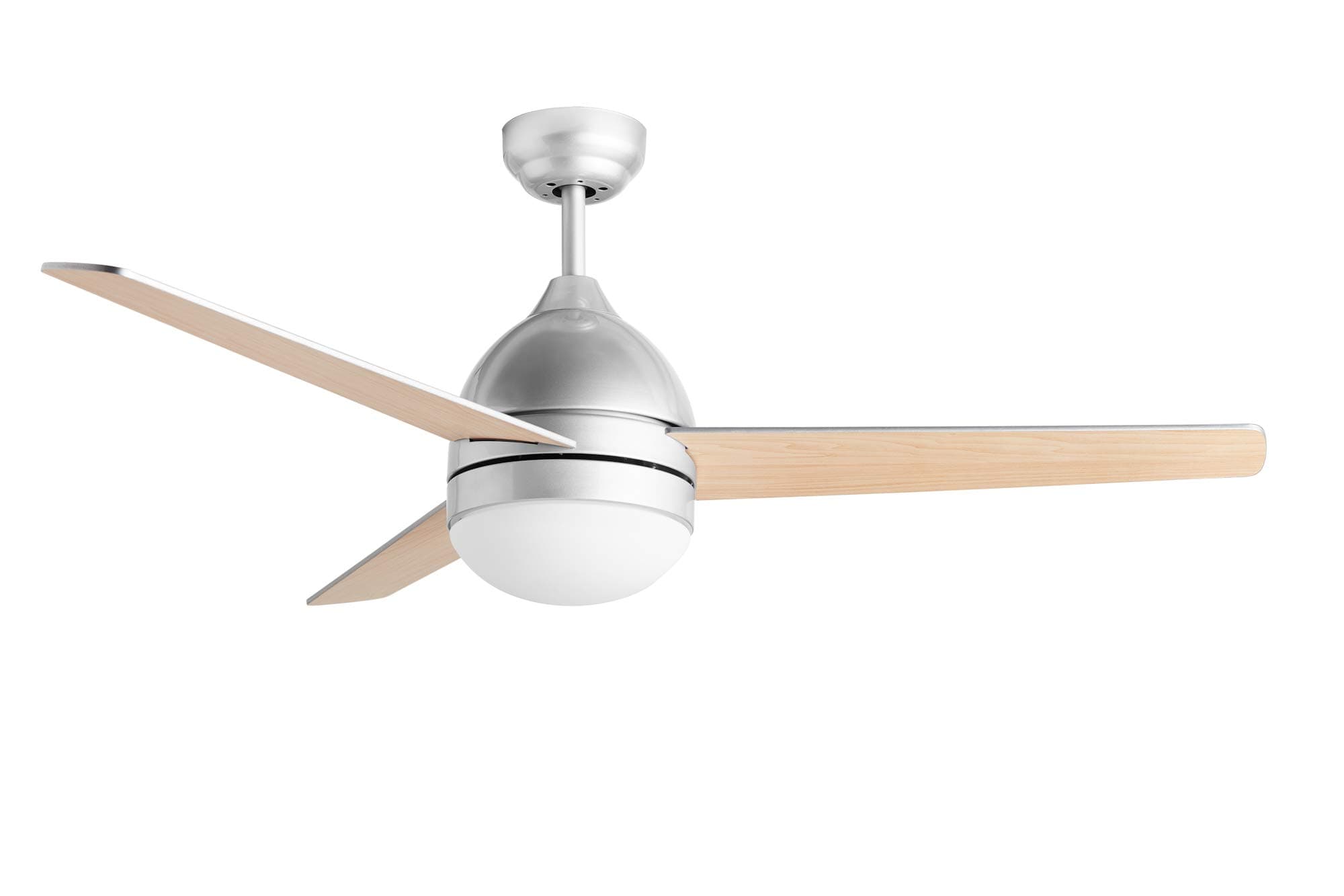 Hauslane CF2000 48 inch Modern 3 Blade Reversible Ceiling Fan with Lights and Remote | Bright LED Lamp Suitable for 175 Sq Ft Room, Silver Finish