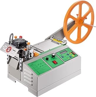 VEVOR Automatic Webbing Cutting Machine, Hot and Cold Ribbon Cutting Machine with Adjustable Temperature and LCD Display, Auto Zipper Tapes Cutter for Nylon Webbing, Elastic Bands, Shoelaces