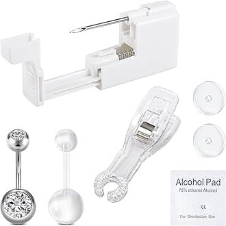 QWALIT Belly Button Piercing Gun Kit - Silver Navel Piercing Gun