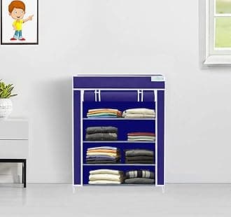FLIPZON | 4 Shelves Baby Foldable Wardrobe | Non-Woven Fabric Shelves | Blue