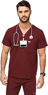 FIGS Chisec Scrub Top for Men – 3 Pockets, Tailored Fit, Squared V-Neck, 4-Way Stretch, Moisture-Wicking Men's Scrubs