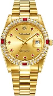 Unisex Watch Hands Sapphire Full Gold Stainless Steel Quartz Dial Watches