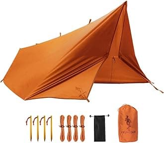 FREE SOLDIER Waterproof Portable Tarp Multifunctional Outdoor Camping Traveling Awning Backpacking Tarp Shelter Rain Tarp (Orange)