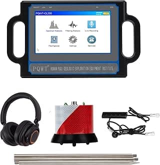 PQWT CL200 Water Leak Detectors for Home And Outside Wall Water Pipe Detector Acoustic Pipeline Leakage Detection Kit Professional Sensor Noise Reduce Headphone LCD Touchscreen Carry Case 2 Meters