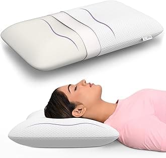 Ergonomic Memory Foam Pillow, Orthopedic Pillow for Neck Pain Relief & Back Support with Removable Washable Cover, 4.5 Inch Height - Pack of 1