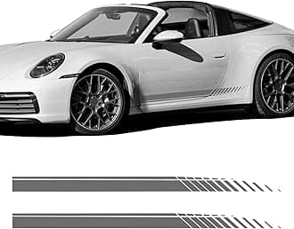 2Pcs Sports Racing Stripe Graphic Stickers, Side Door Vinyl Decals, Universal Car Decoration Accessories (Gray)