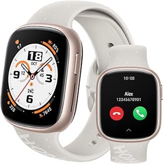 HONOR WATCH 4 SmartWatch, Bluetooth Calling, 1.75 inch AMOLED, GPS, 14 Days Standy, Spo2, Heart Rate and Stress Monitor, 5ATM, Compatible with Android and iOS, White