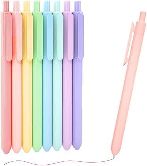 Shuttle Art Retractable Coloured Gel Pens, 8 Colours, 0.5mm Fine Point Quick Drying Pens for Writing, Drawing, Journaling, Notes-Taking, School Office Supplies