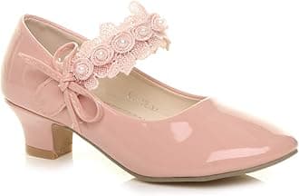 Girls Kids Childrens Low Heel lace Strap Mary Jane Party Formal Shoes Size