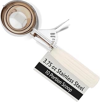 Restaurantware 3.75 Ounce Portion Scoop, 1 Trigger Release Stainless Steel Cookie Scoop - With Ivory Handle, Stainless Steel Disher, For Portion Control, Cookie Dough, Cupcake Batter, Or Ice Cream