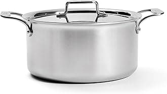All-Clad D5 5-Ply Brushed Stainless Steel Stockpot 8 Quart Induction Oven Broiler Safe 600F Pots and Pans, Cookware Silver