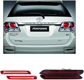 Palautolights Reflector Led Brake Light for Bumper Drl with Wiring Compatible with/Replacement for Fortuner 2012-2015 Models (Rear/Back) (Red) - Set of 2