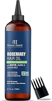 100% Pure Rosemary Oil For Hair Growth | 198 ML | Infused With Biotin, Jojoba & castor Oil | Hair strengthening Treatment | Nourishing & Volumizing | Non GMO Verified