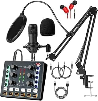 sktome Podcast Equipment Bundle, BM-800 Recording Studio Package with Voice Changer, Live Sound Card - Audio Interface for Laptop Computer Vlog Living Broadcast Live Streaming