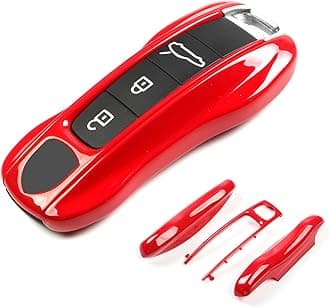 Carmine Key Fob Cover Compatible with Porsche Cayenne 2018-2025 Panamera 2017-2024 911 2019-2023 Taycan 2019-2024 Compatible with Porsche Key Cover