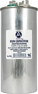 Appli Parts Condensador Capacitor de Marcha 75+5 Mfd uF (microfaradios) 370VAC o 450VAC CBB65 Universal Aire acondicionado y aplicaciones Redondo UL E476928 14.4cm Alto 5.7cm Ancho
