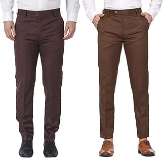 MALENO Men Formal Trouser Regular Fit Solid | Soft and Breathable Pant Combo (Pack of 2)