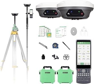E1 Lite GNSS RTK Surveying Equipment, GNSS GPS with IMU Rover & Base, GPS Handheld Collector with Software, 1cm Accuracy, 1408 Channels, 60° Tilt Survey, 5km UHF Range