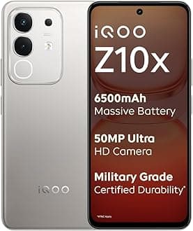 Z10x 5G (Titanium, 8GB RAM, 256GB Storage) | 6500 mAh Large Capacity Battery | Dimensity 7300 Processor | Military-Grade Durability