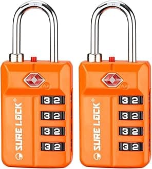 TSA Approved Travel Luggage Locks, Open Alert Combination Lock for School Office & Gym Locker,Toolbox, Pelican Case,Easy Read Dials- 1, 2 & 4 Pack (1, Orange 2PACK)
