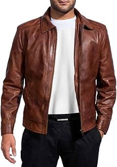 Polo Collar Leather Jacket