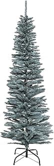 4Ft/1.2m Slim Christmas Tree Artificial Frosty Green Pencil Tree 172 Pointed Tips, Metal Stand, Holiday Home Decorations